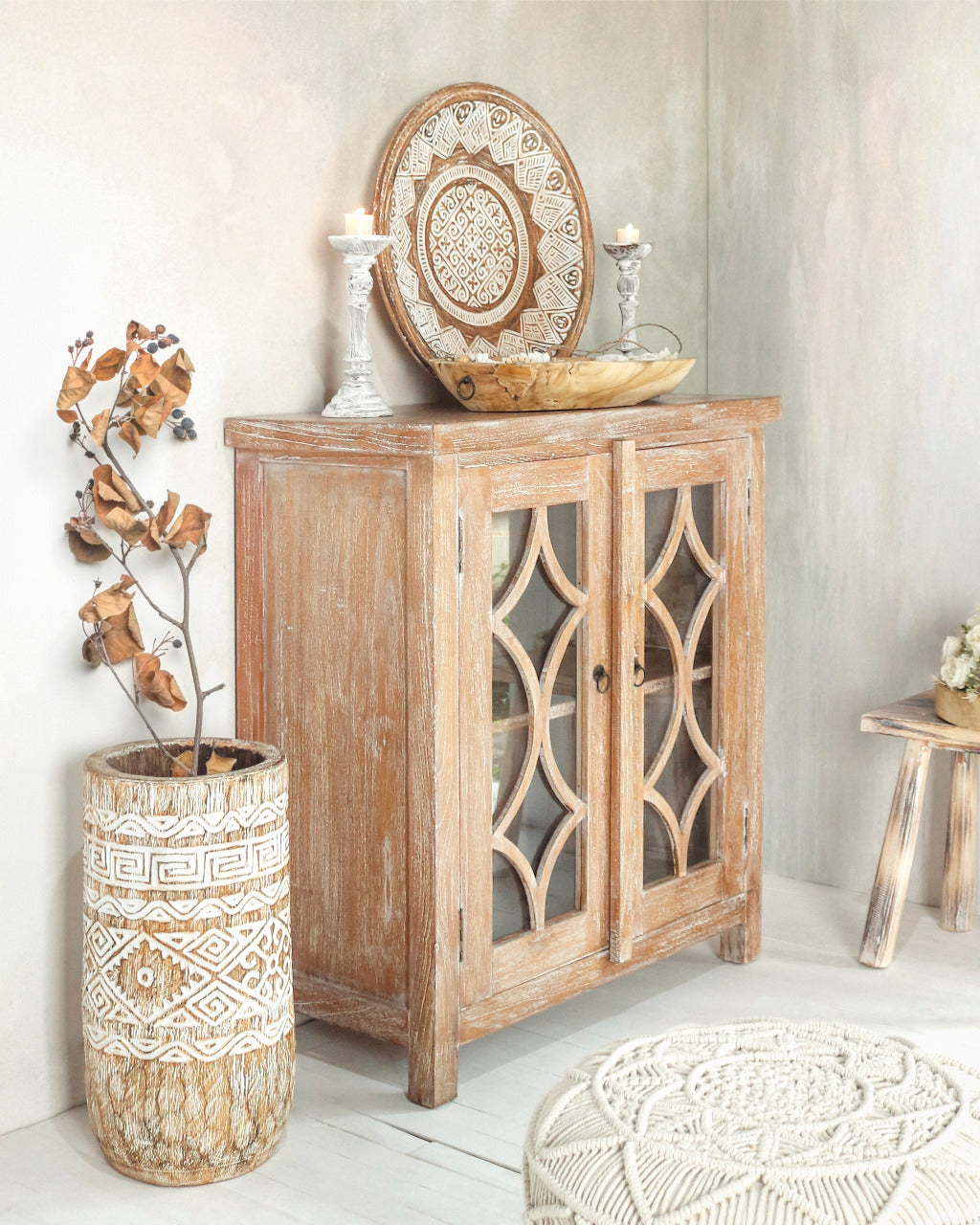 Solid wood cabinet – Manokwari – boho furniture handmade in Bali by BaliSouk