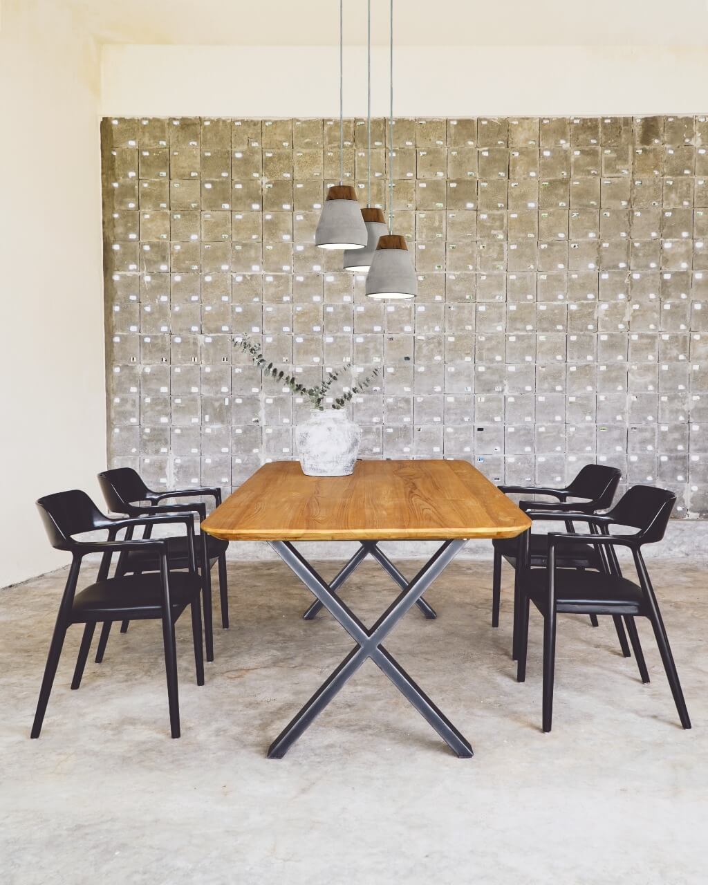 Diamente Semi Oval Table With  X Leg