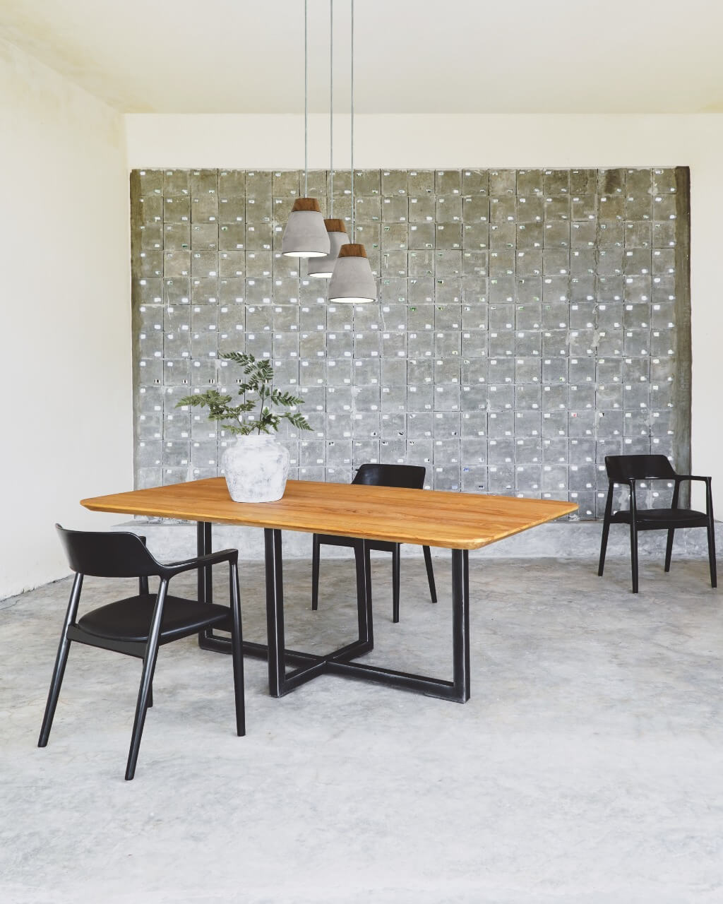 Diamente Semi Oval Table With  Double U Leg