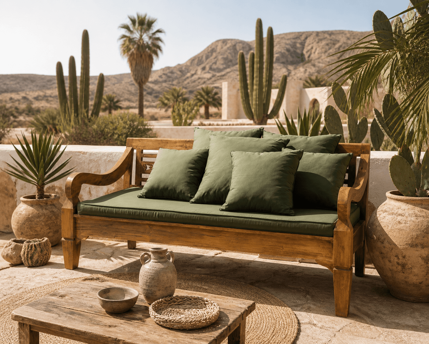 Java Daybed With Green Cushion Set- Kd