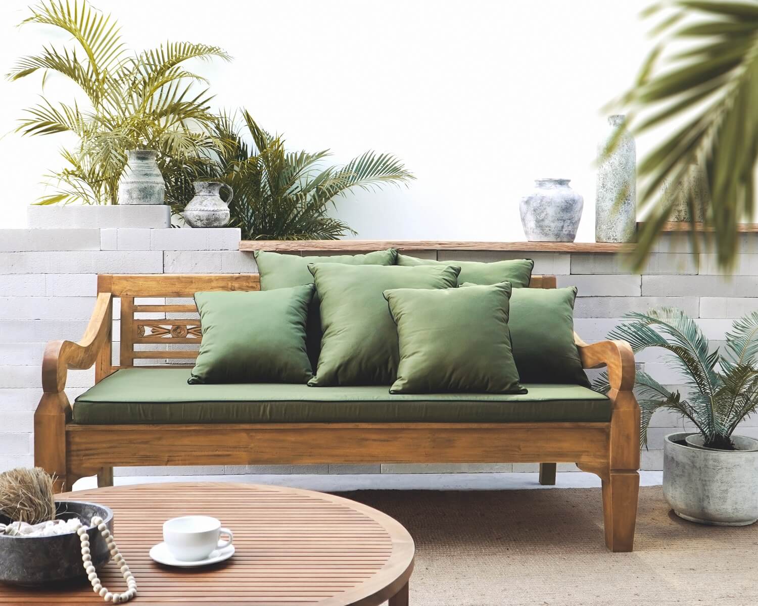 Java Daybed With Green Cushion Set- Kd