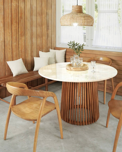 Kentana Round Table With Marble Top