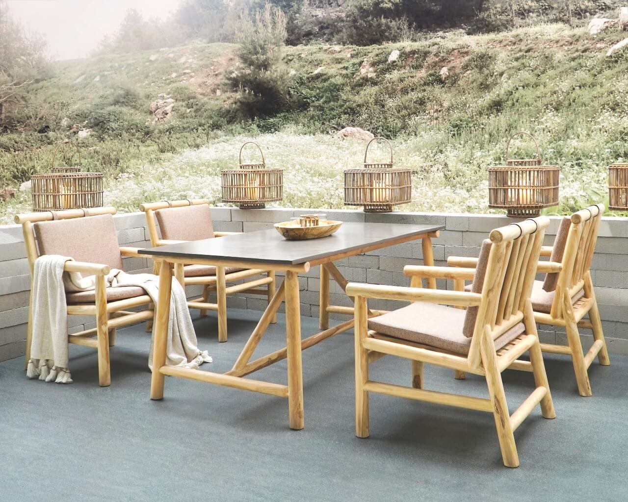 Asta Dining Set With  Cushion Seat - 4 Chairs & 1 Table