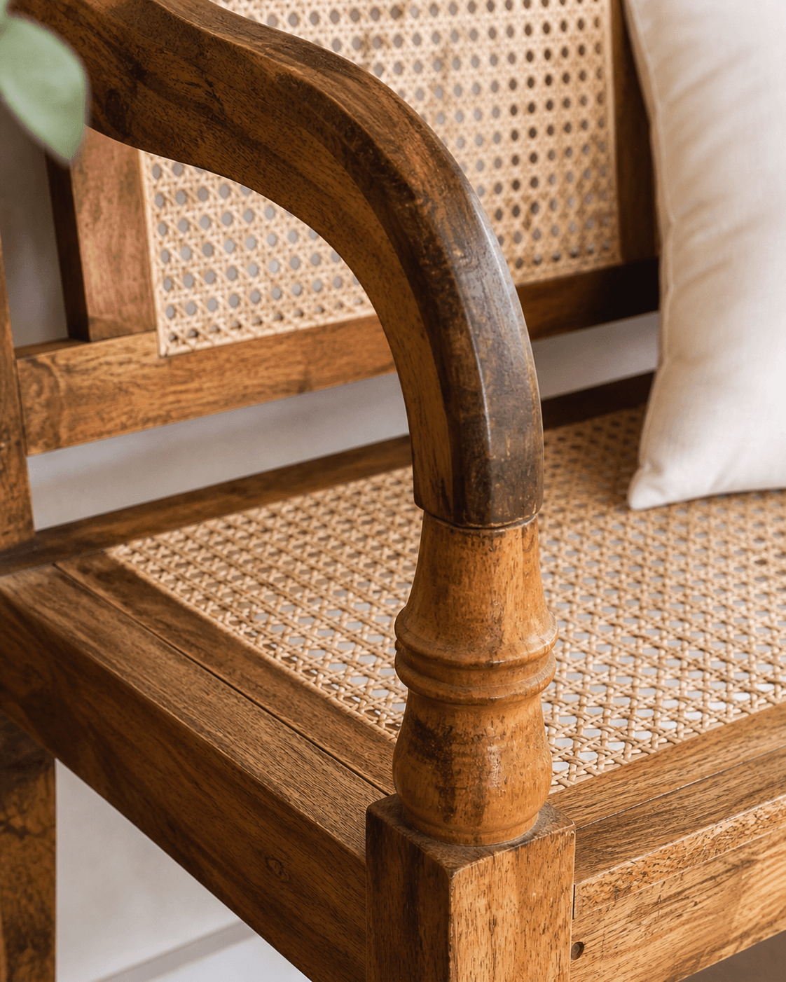 William Bench 2 Seater With Rattan Back & Seat Without Cushion - Kd