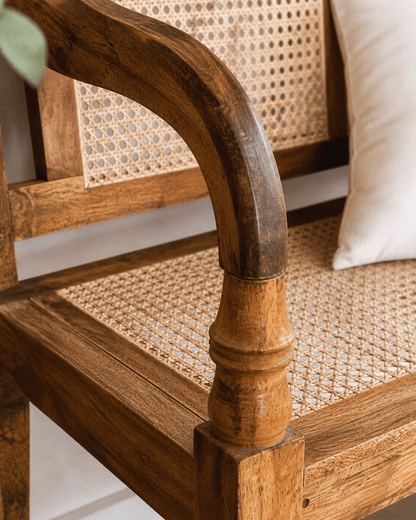 William Bench 2 Seater With Rattan Back & Seat Without Cushion - Kd