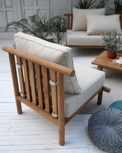Recycled teak living set – Kedoya, natural natural materials in boho style