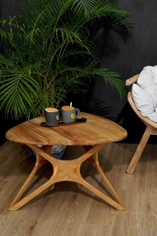 Boho solid teak coffee table Mutiara, crafted by hand in Bali