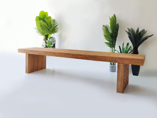 Boho solid teak bench Kintamani, set of 2, handcrafted in Bali