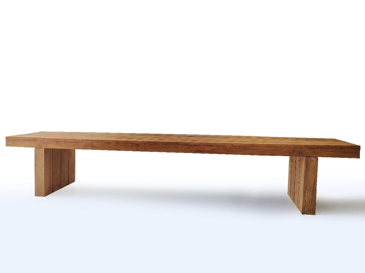 Teak bench Kintamani – boho furniture, handwoven and handmade in Bali
