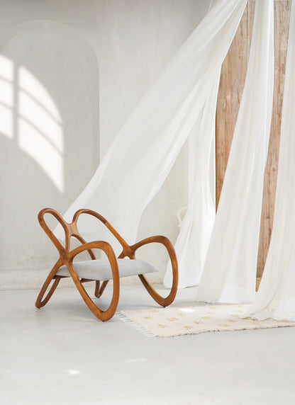 Teak lounge chair Dallas – boho furniture, handwoven and handmade in Bali
