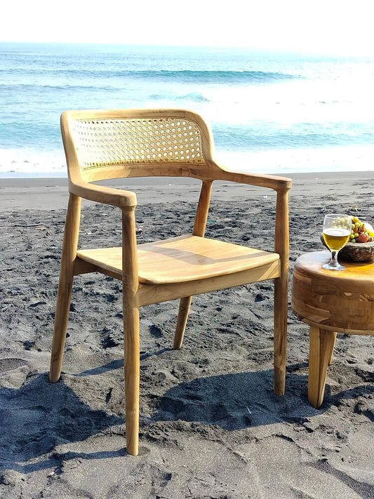 Kennedy Armchair With Rattan Back Without Cushion