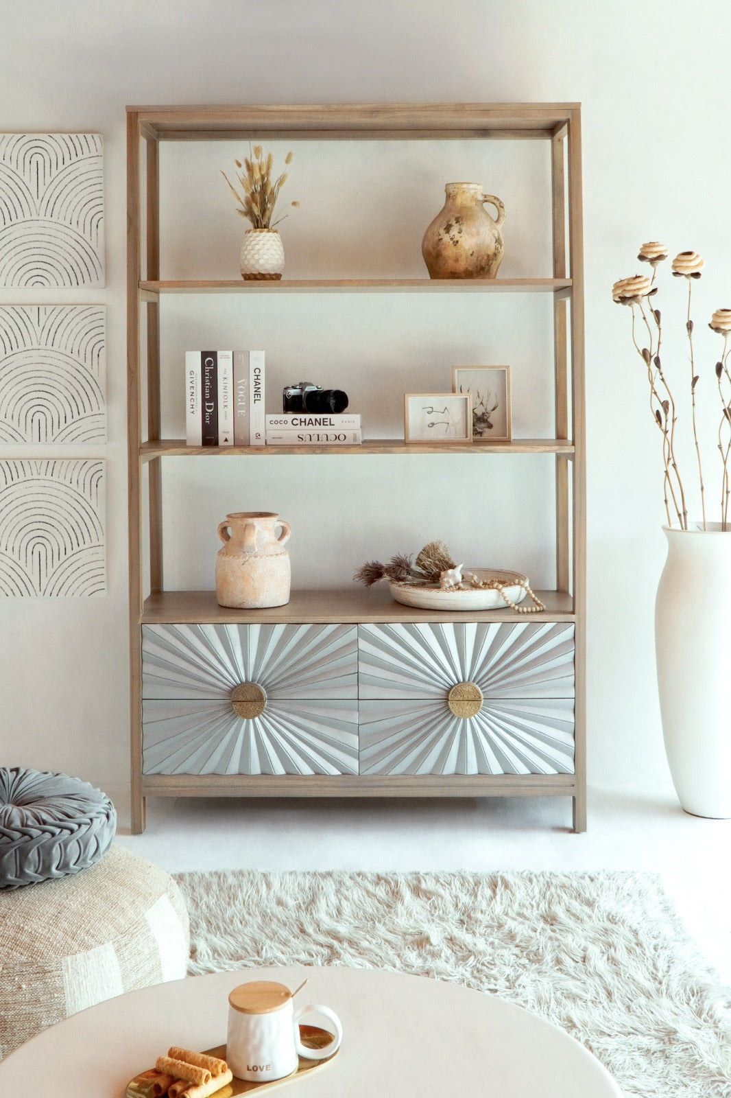 Sampit Doors bookcase in natural materials – handmade boho furniture from Bali