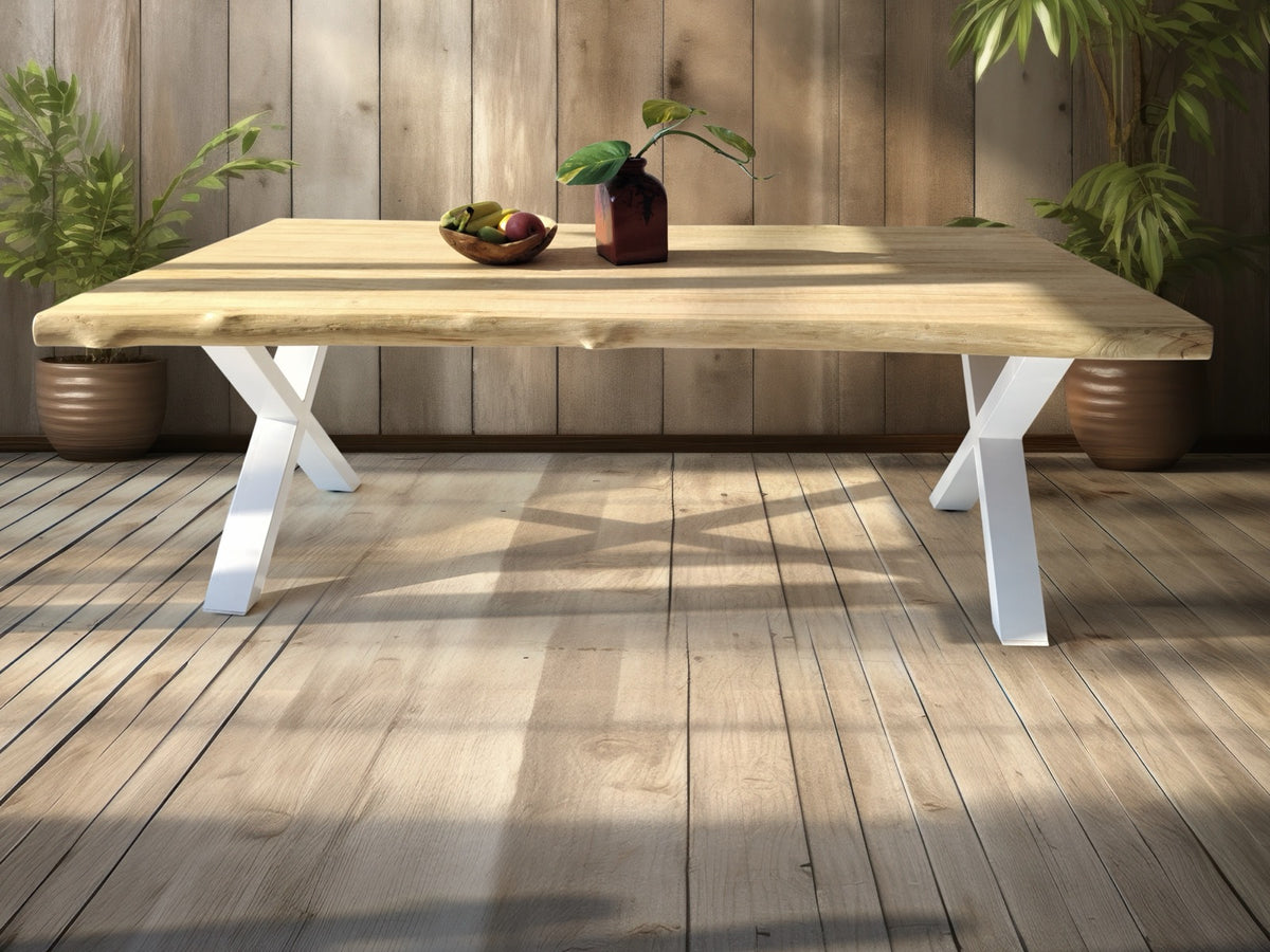 Country X Leg table in natural materials – handmade boho furniture from Bali