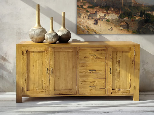 Boho reclaimed teak buffet Balikpapan with 3 doors and 3 drawers, handcrafted in Bali