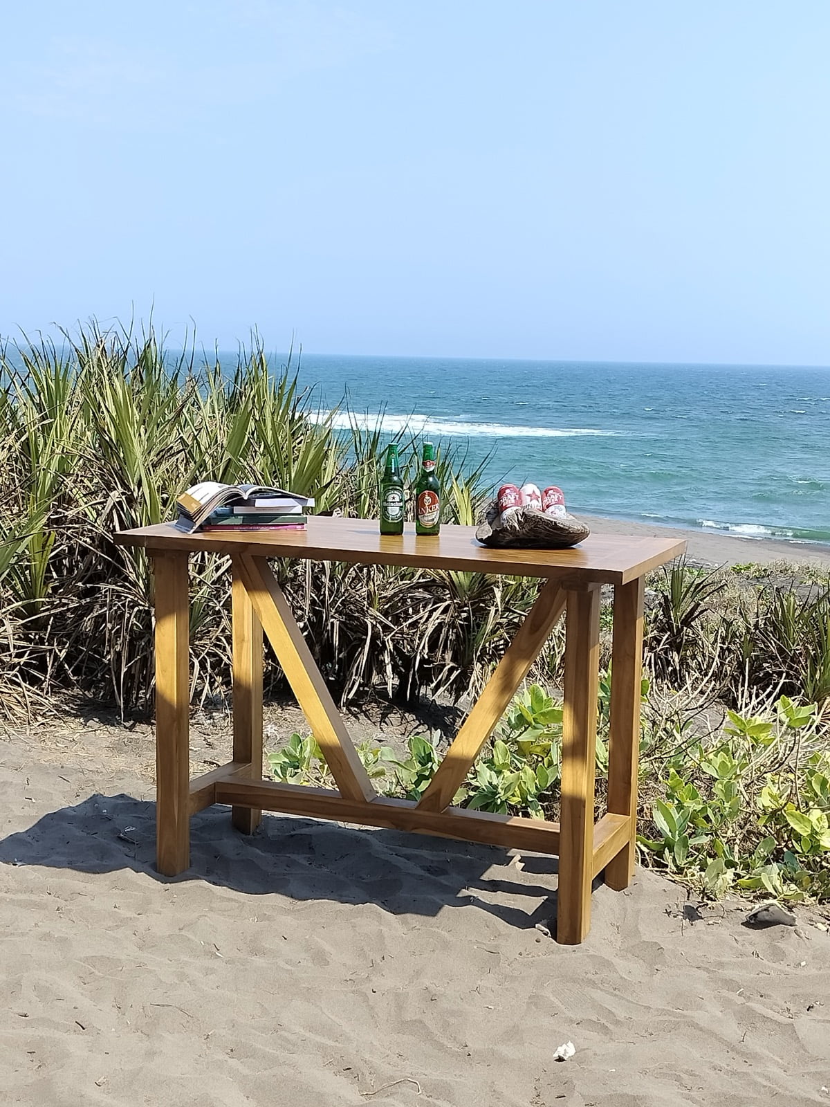 Teak bar table Ontario – boho furniture handcrafted in Bali by BaliSouk