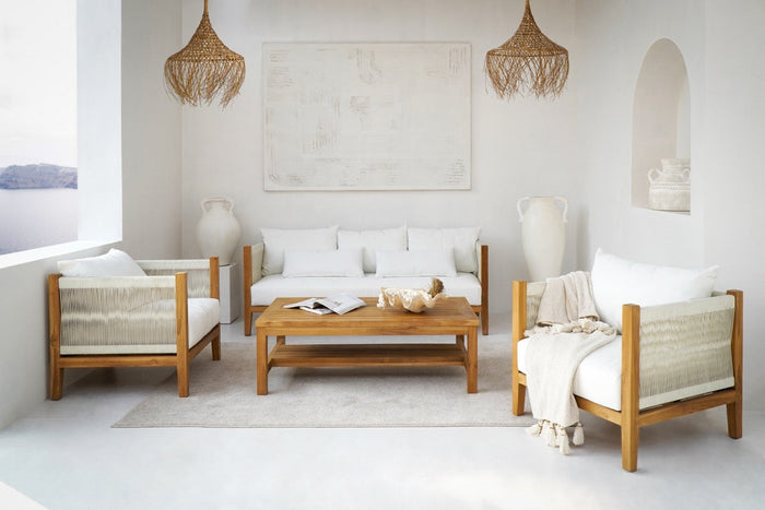 Bali Furniture – Tahiti Living Set Of Four Including White Cushion Set