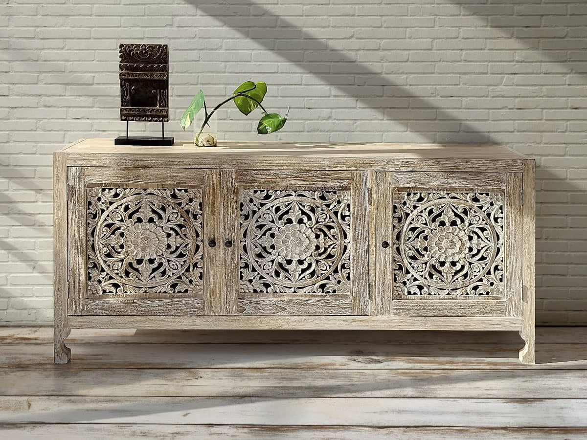 Teak buffet Samboja Doors – boho furniture handcrafted in Bali by BaliSouk
