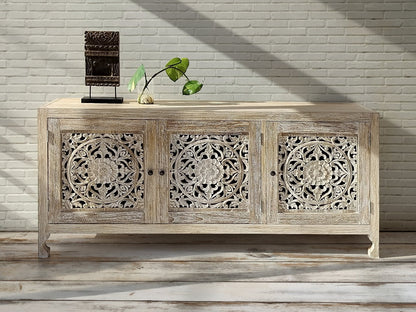 Teak buffet Samboja Doors – boho furniture handcrafted in Bali by BaliSouk