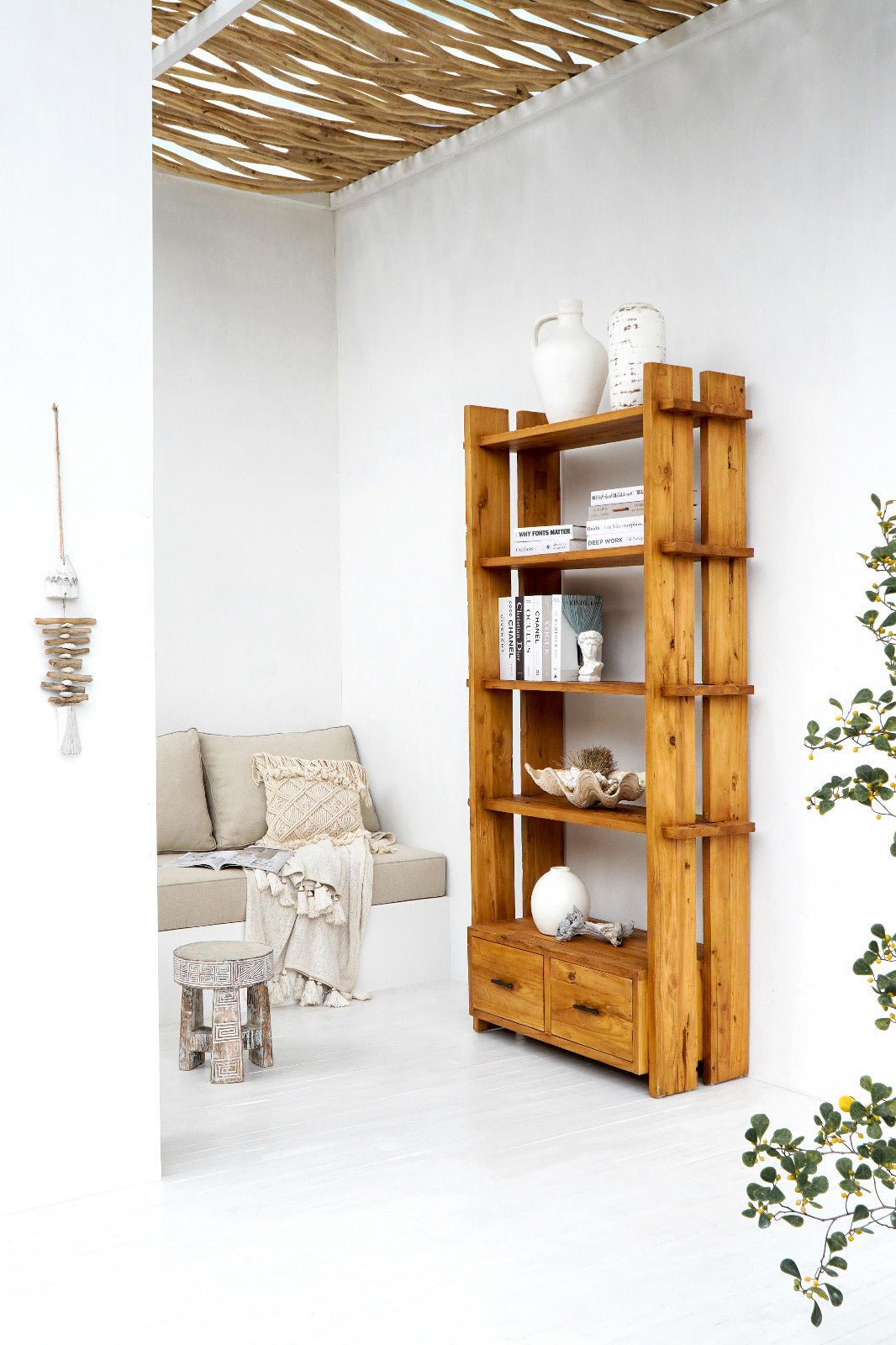 Teak bookcase – Kathleen – boho furniture handmade in Bali by BaliSouk