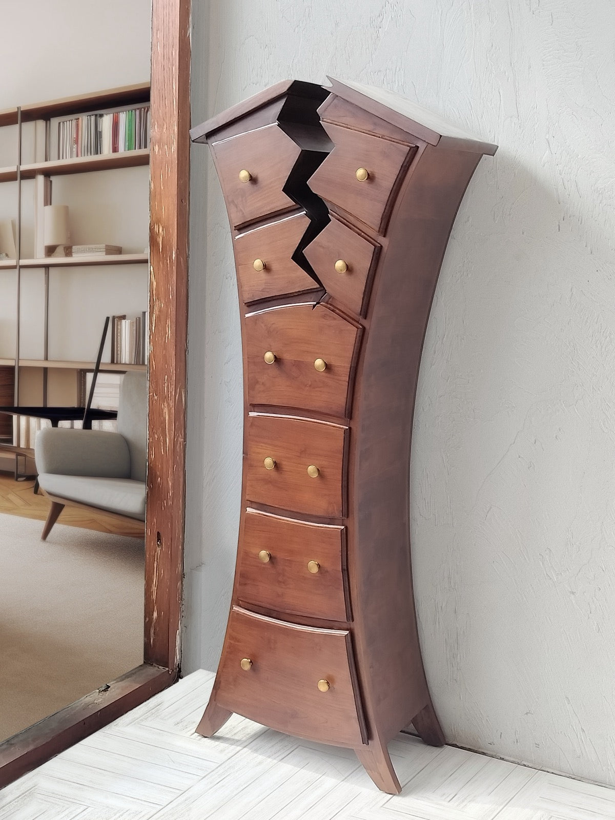 Teak cabinet Tohpati Cracked – boho furniture handcrafted in Bali by BaliSouk