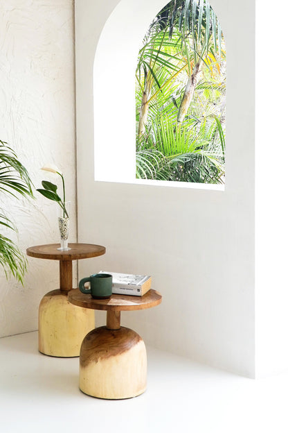 Suar wood side table – Bernard – boho furniture handmade in Bali by BaliSouk