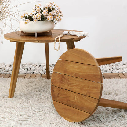 Sophie Round Side Table Set Of Two With Slat Top