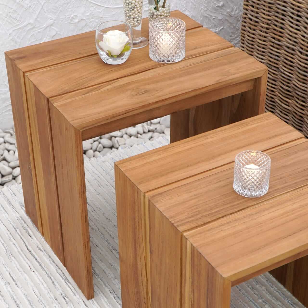 Tuban Side Table Set Of Two With Slat Top