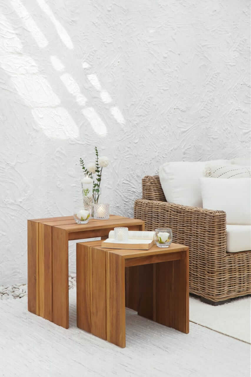 Tuban Side Table Set Of Two With Slat Top