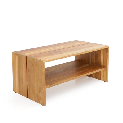 Teak coffee table Grevena – boho furniture, handwoven and handmade in Bali