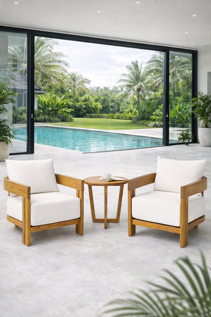 Nagoya Living Set Of Three With White Cushion Set Natural