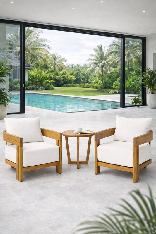 Nagoya Living Set Of Three With White Cushion Set Natural