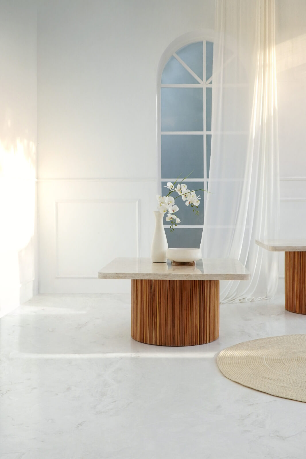 Kentana Side Table With White Square Marble Top