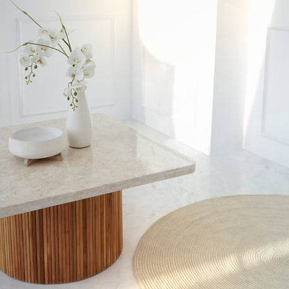 Kentana Side Table With White Square Marble Top