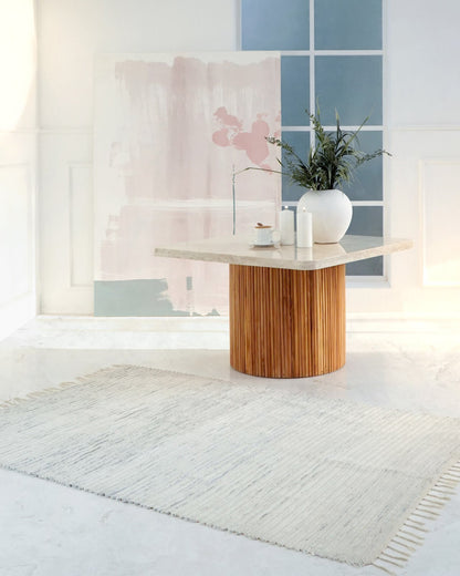 Kentana Round Table With White Square Marble Top