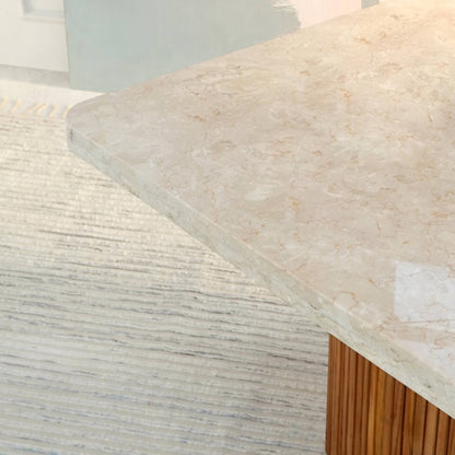 Kentana Round Table With White Square Marble Top