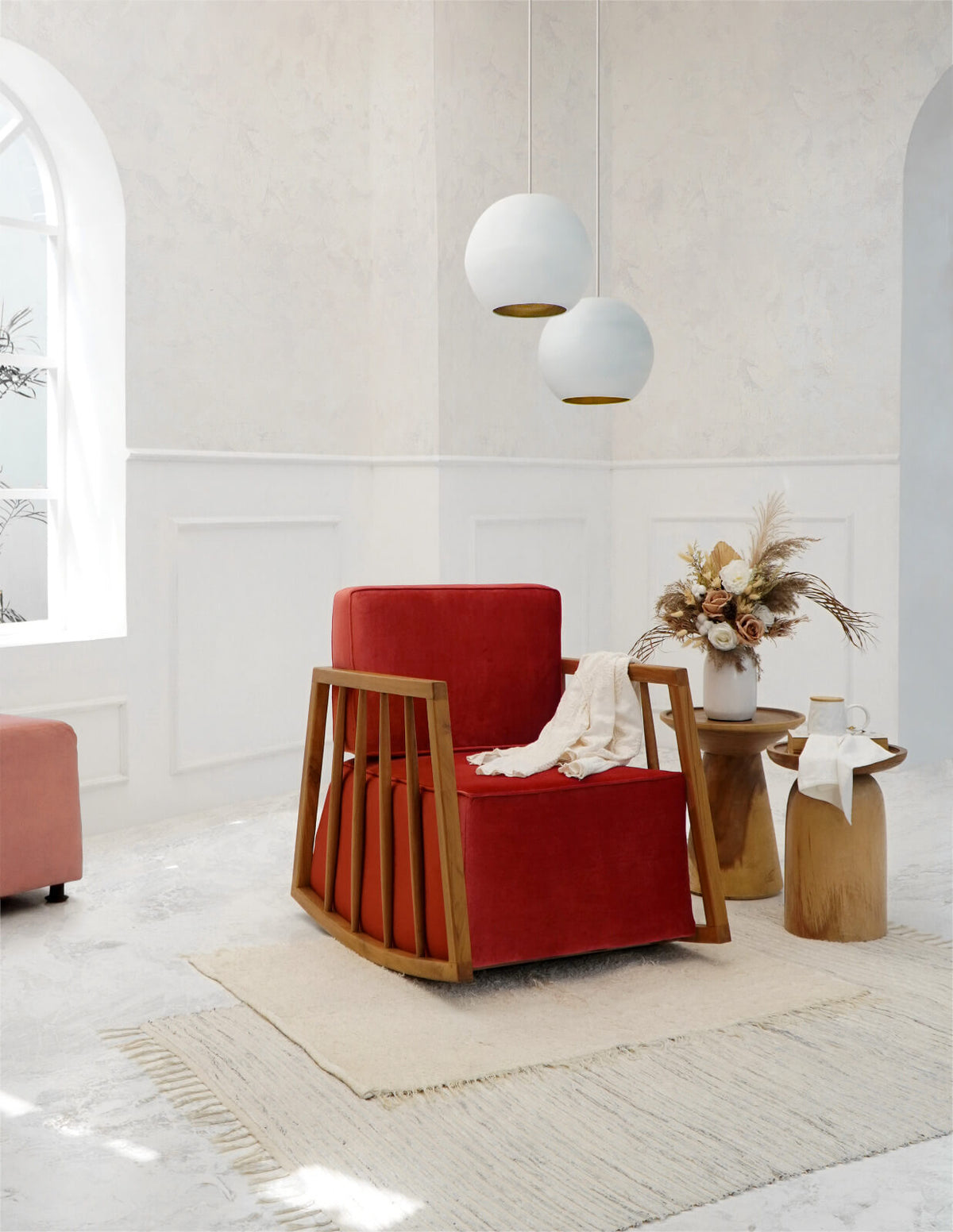 Marini Rocking Chair Including Cushion Set Marron