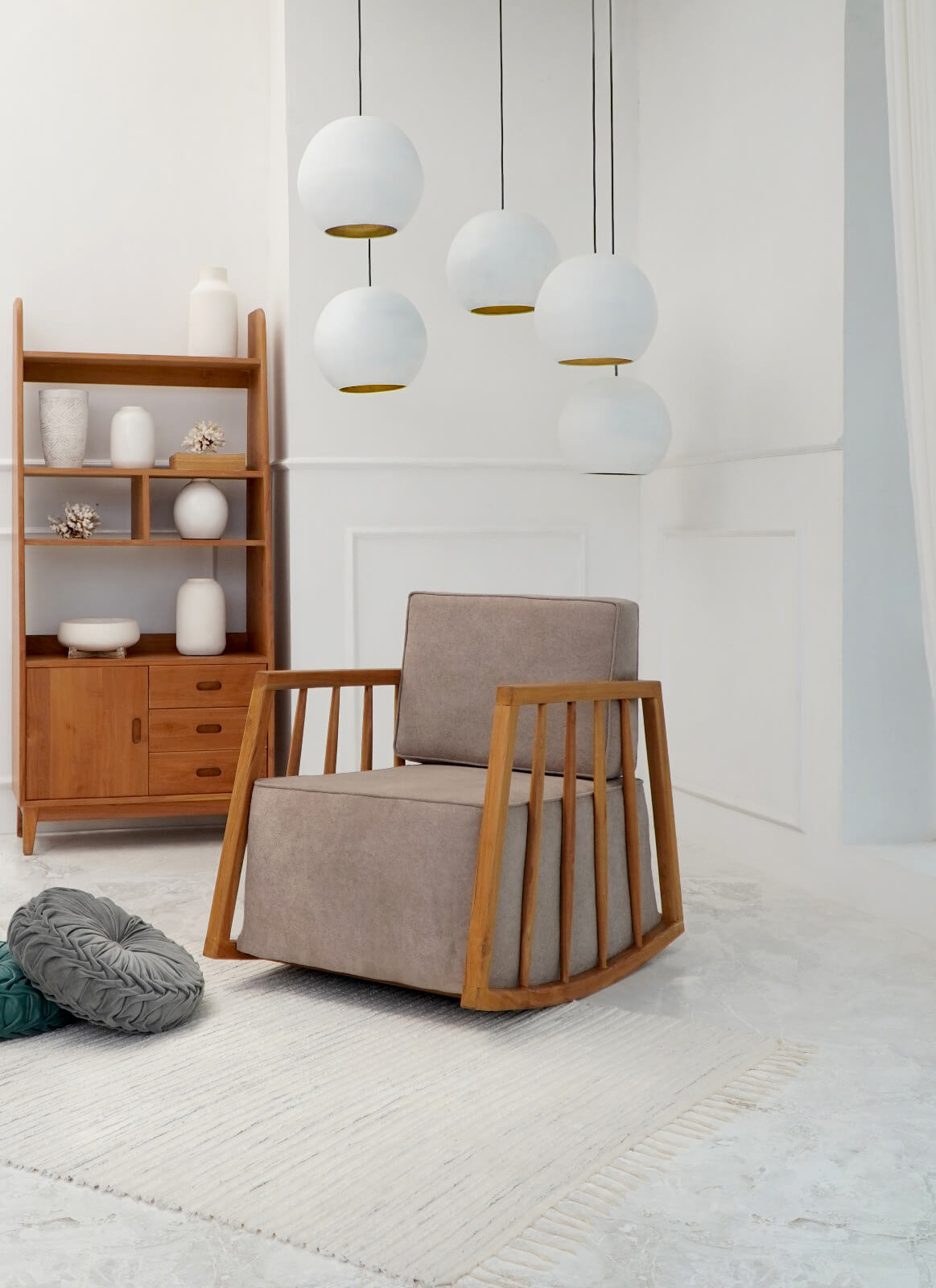 Marini Rocking Chair Including Cushion Set Natural – Set of 2