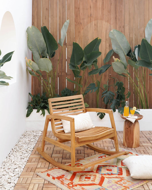 Bali Furniture – Dover Rocking Squared Armchair With White Seat Cushion