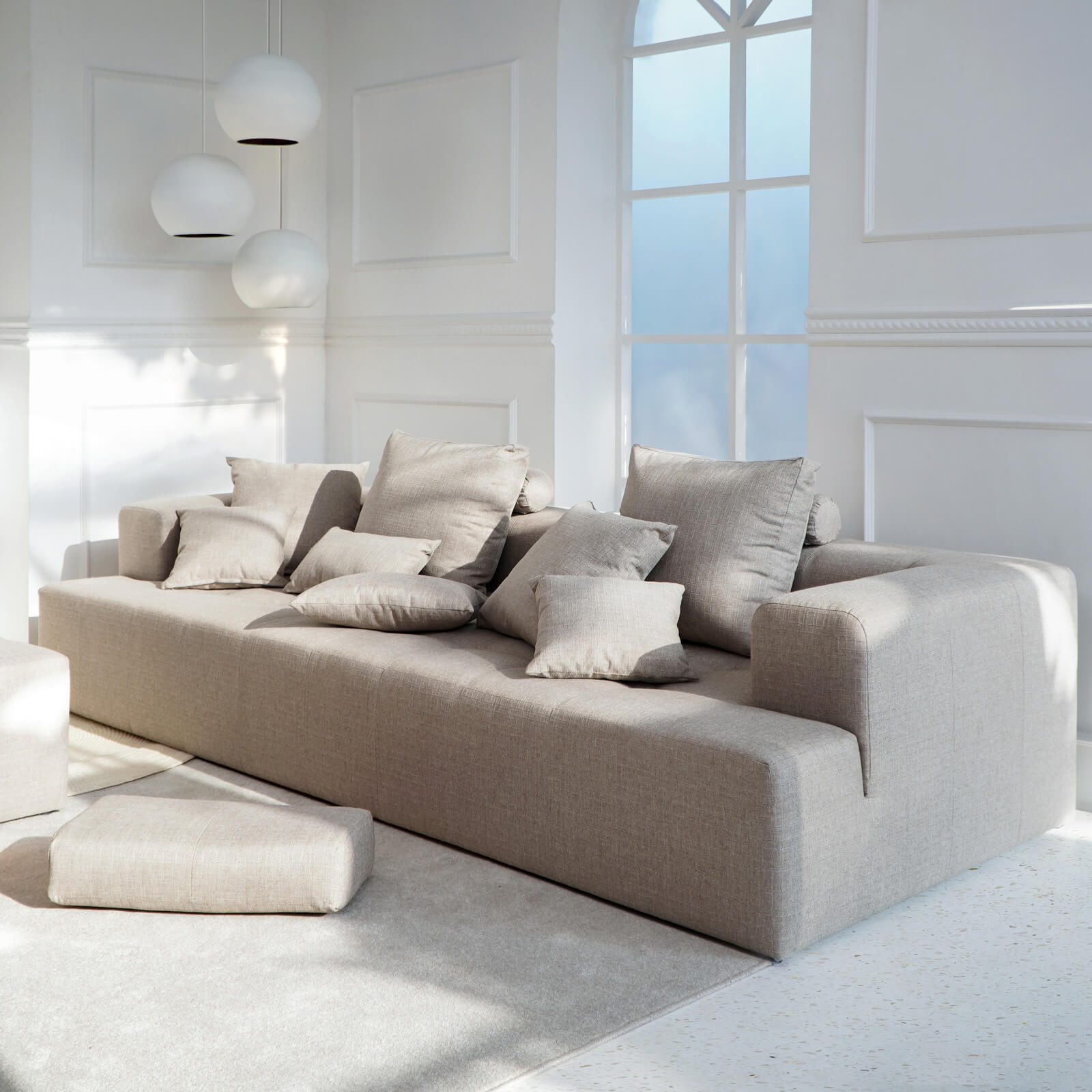 Emilie Sofa With Stool Without Coffee Table