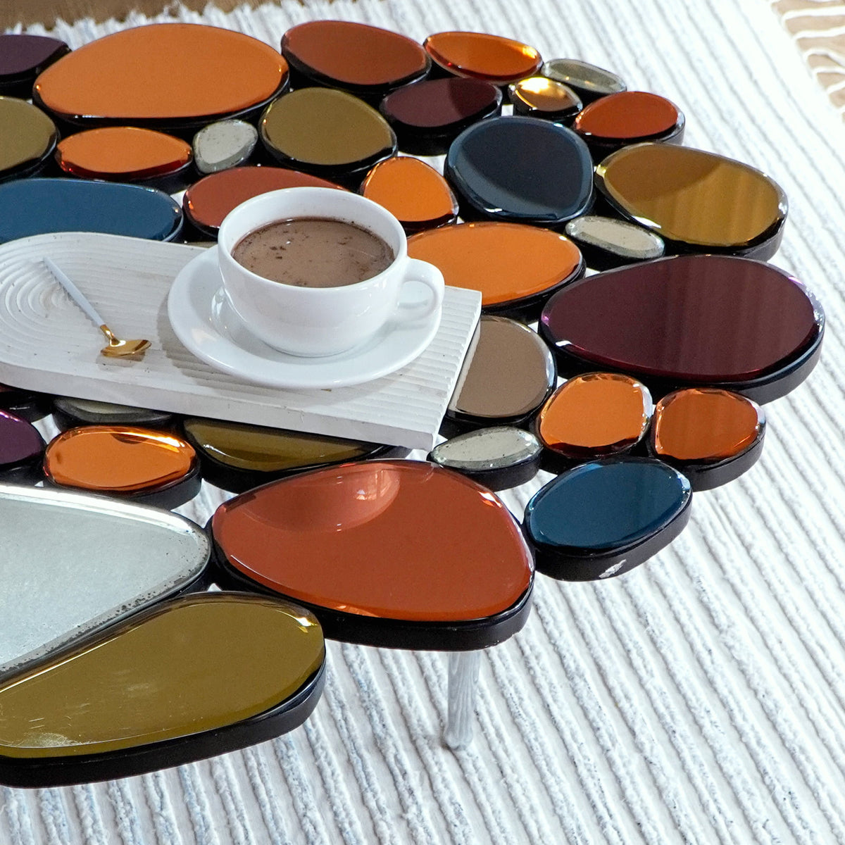Glass coffee table – Carimba, natural natural materials in boho style