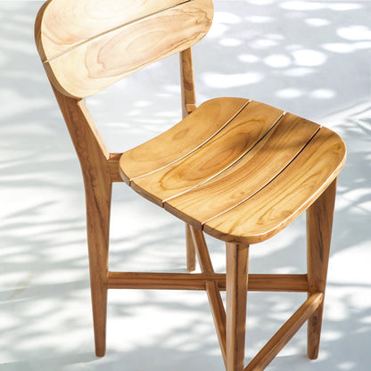 Teak bar chair Kate – boho furniture, handwoven and handmade in Bali