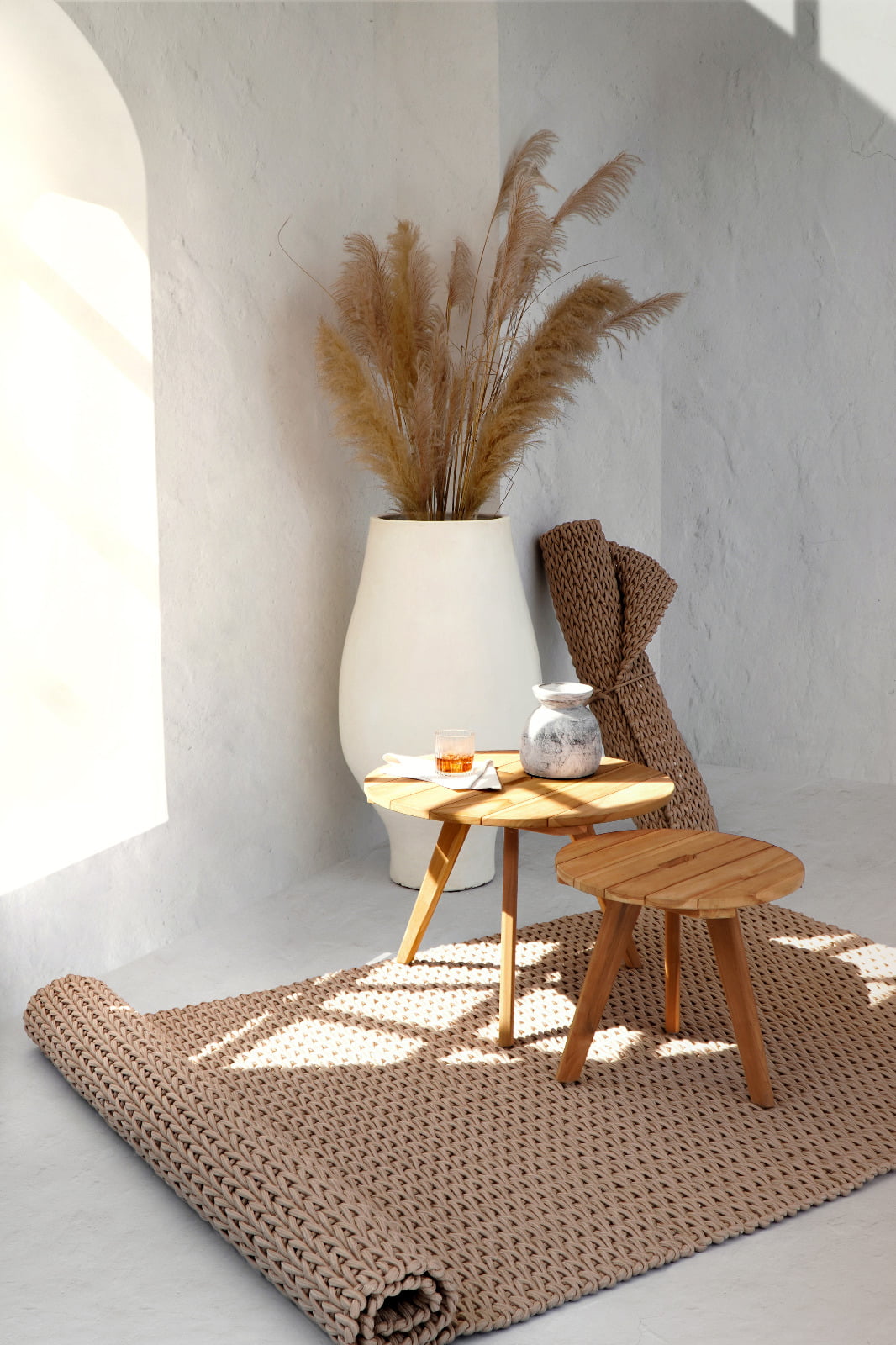 Teak side table Amsterdam – boho furniture handcrafted in Bali by BaliSouk