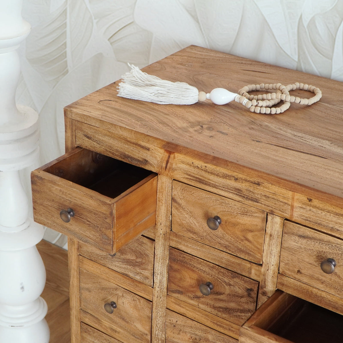 Mahogany chest of drawers Malta Twenty – boho furniture, handwoven and handmade in Bali