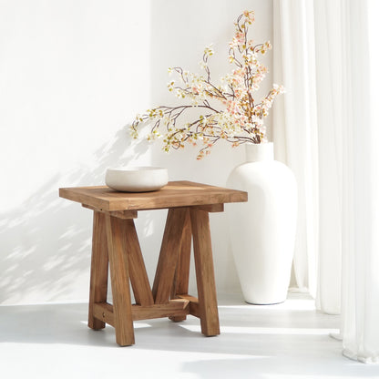 Teak side table – Lincoln – boho furniture handmade in Bali by BaliSouk