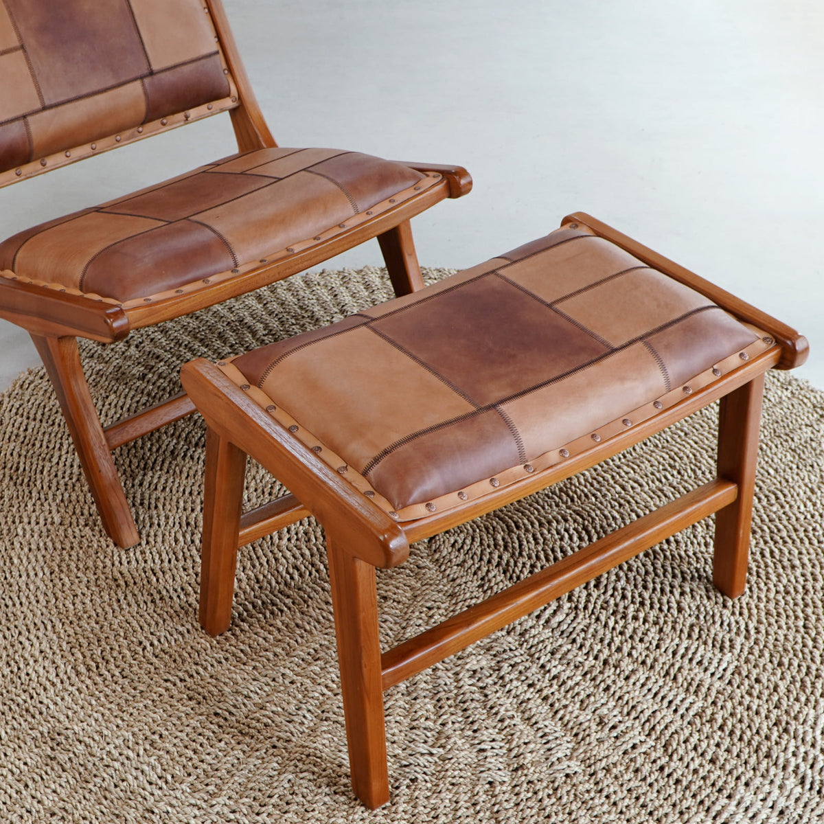 Catania Leather lounge chair in natural materials – boho furniture by BaliSouk