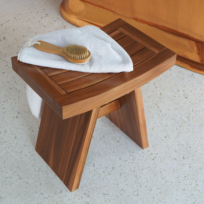 Teak shower stool Bayou – boho furniture handcrafted in Bali by BaliSouk