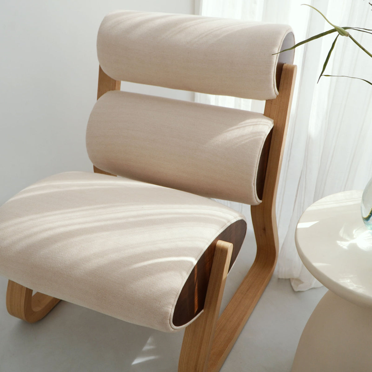 Linen lounge chair Radi – boho furniture handcrafted in Bali by BaliSouk