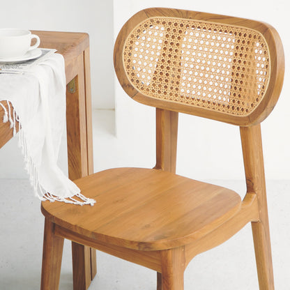 Teak dining chair Darwin – boho furniture, handwoven and handmade in Bali