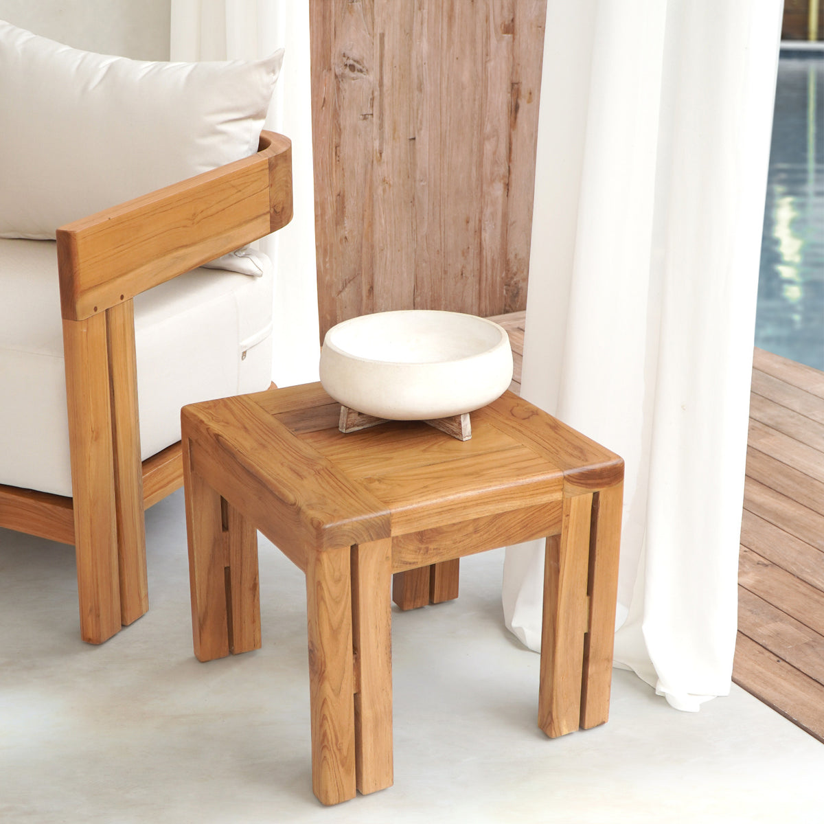 Teak side table – Nagoya – boho furniture handmade in Bali by BaliSouk