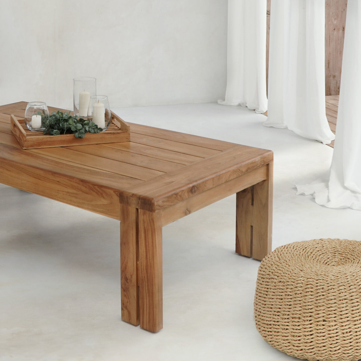 Teak coffee table Nagoya – boho furniture handcrafted in Bali by BaliSouk